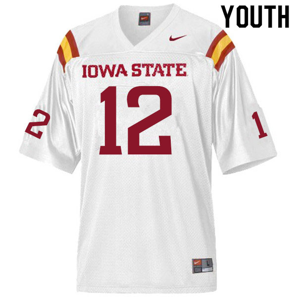 Iowa State Cyclones Youth #12 Greg Eisworth II Nike NCAA Authentic White College Stitched Football Jersey ZK42M55SQ